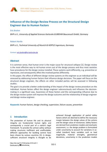  Influence of the Design Review Process on the Structural Design Engineer due to Human Factors